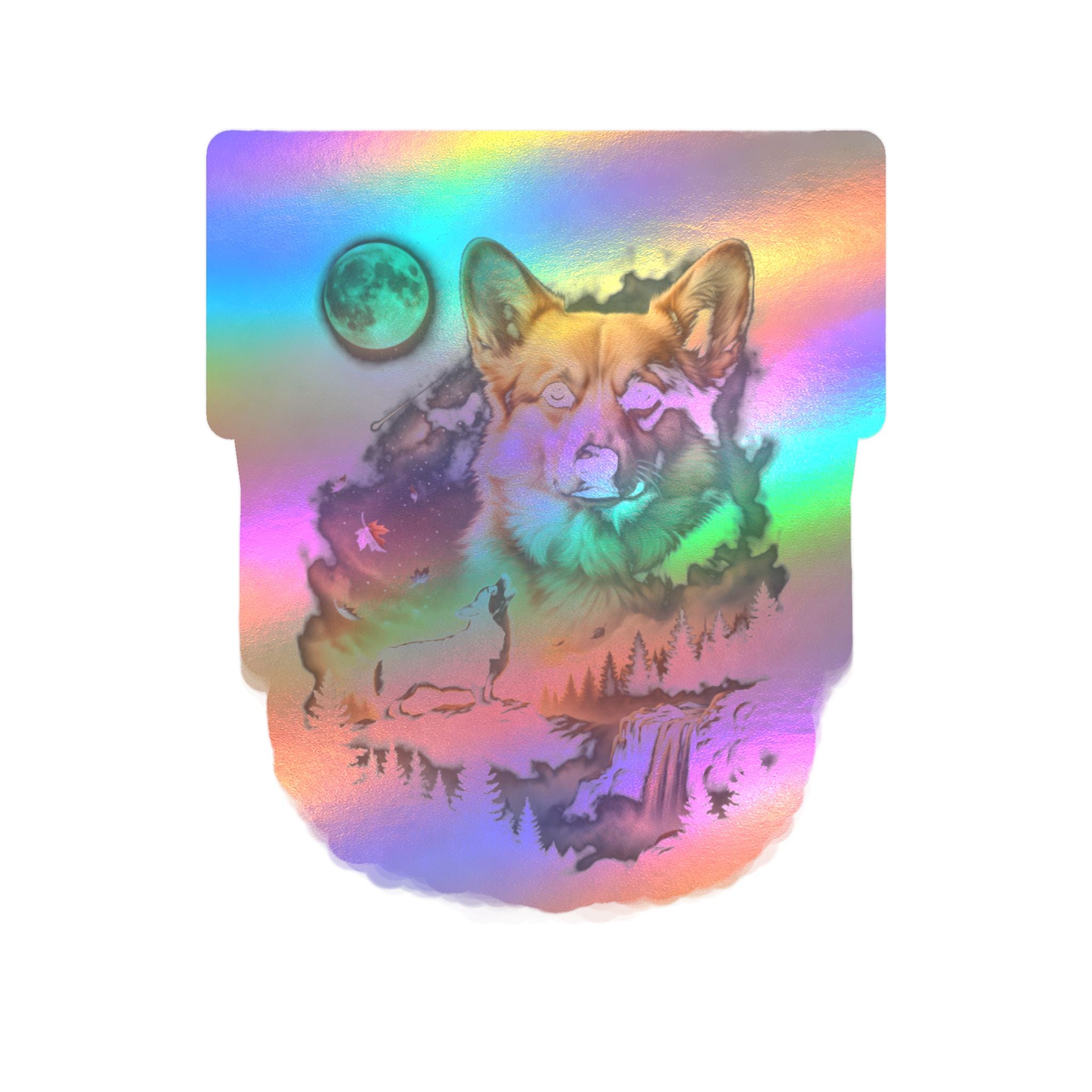 Corgi Moon Howler Sticker