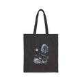 Airbrushed walrus with tusks howling at a cold moon in white, silver, and ice-blue on black background.