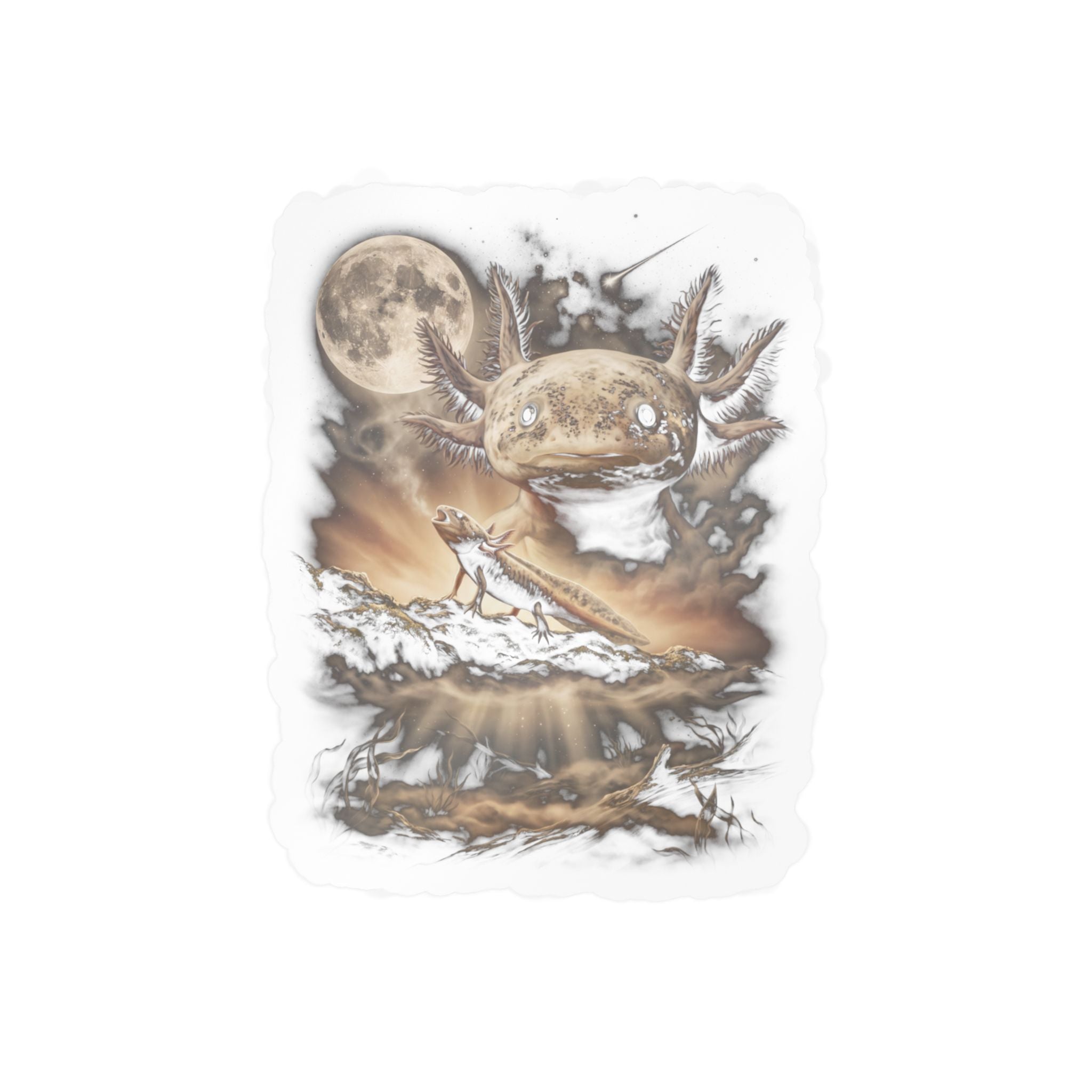 Moon Howlers: Axolotl Howling at the Moon Sticker