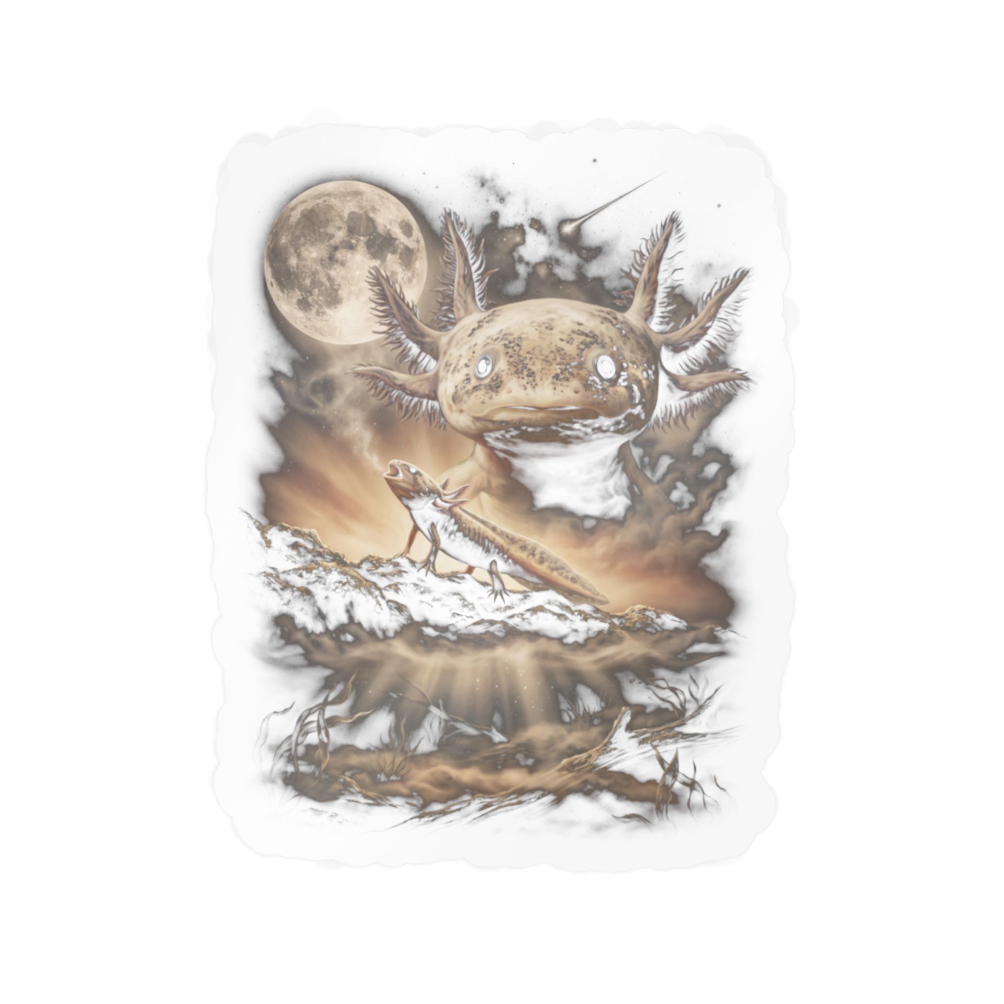 Moon Howlers: Axolotl Howling at the Moon Sticker