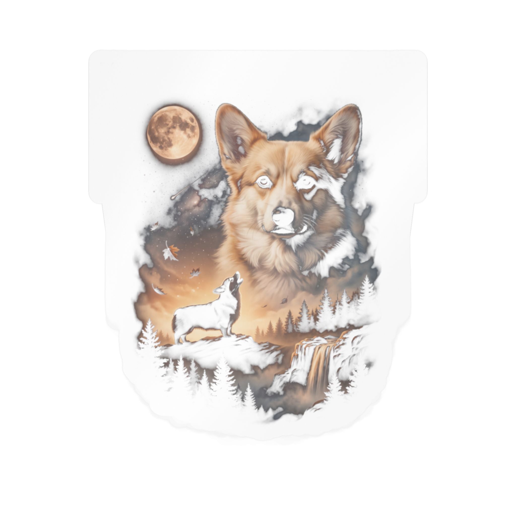 Corgi Moon Howler Sticker