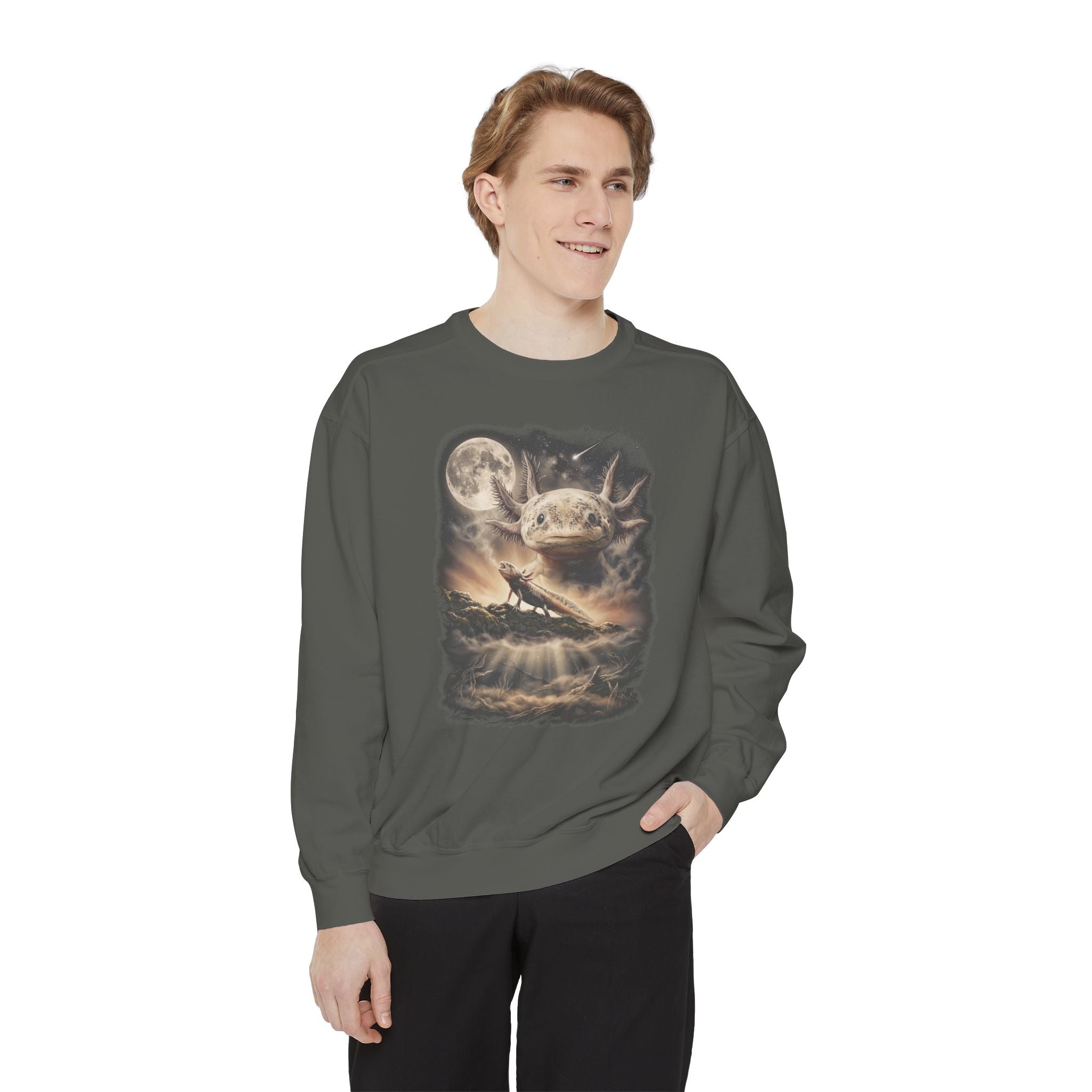 Axolotl Howling at the Moon Crewneck Sweatshirt