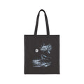 Airbrushed 1990s-style axolotl howling at a moon in icy blue-grey moonlight on black background.