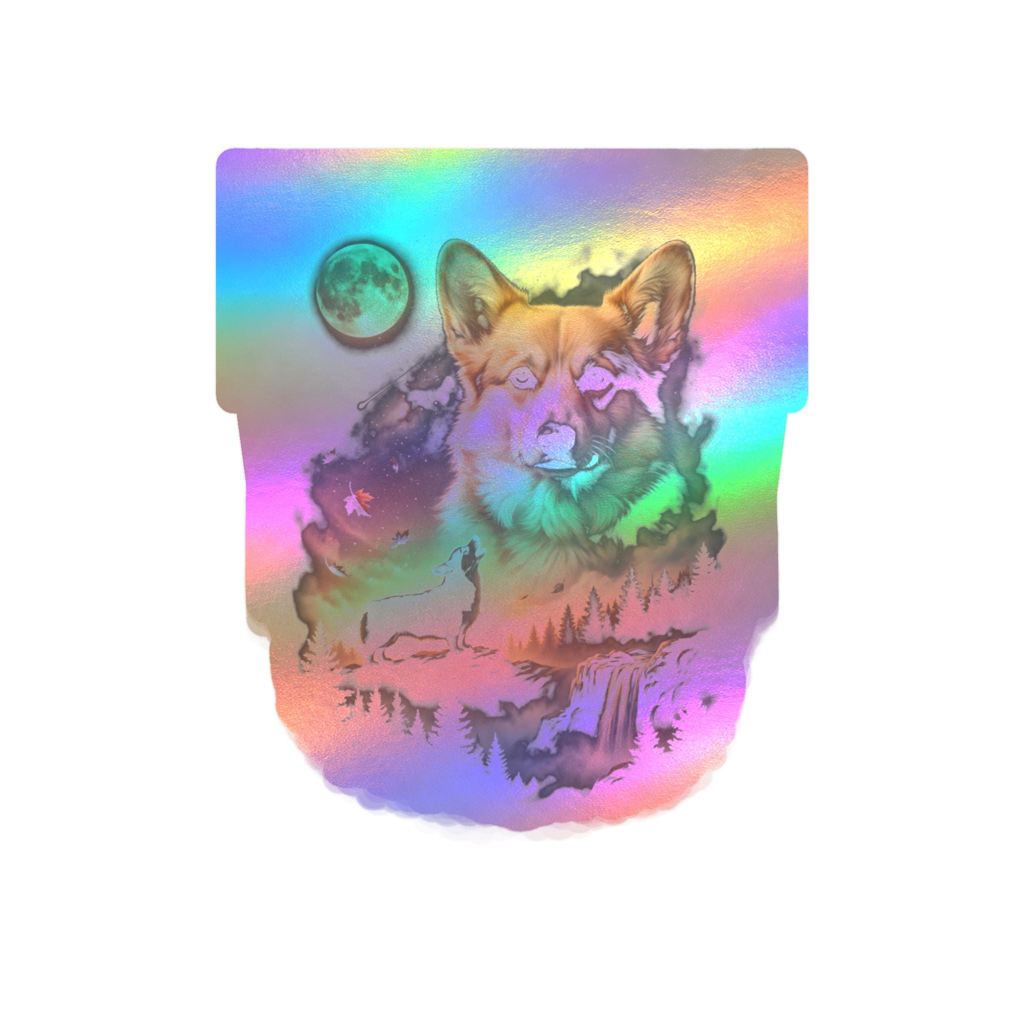 Corgi Moon Howler Sticker