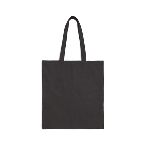 Retro airbrushed corgi howling at a cold moon, in white, silver and ice blue on black canvas tote.