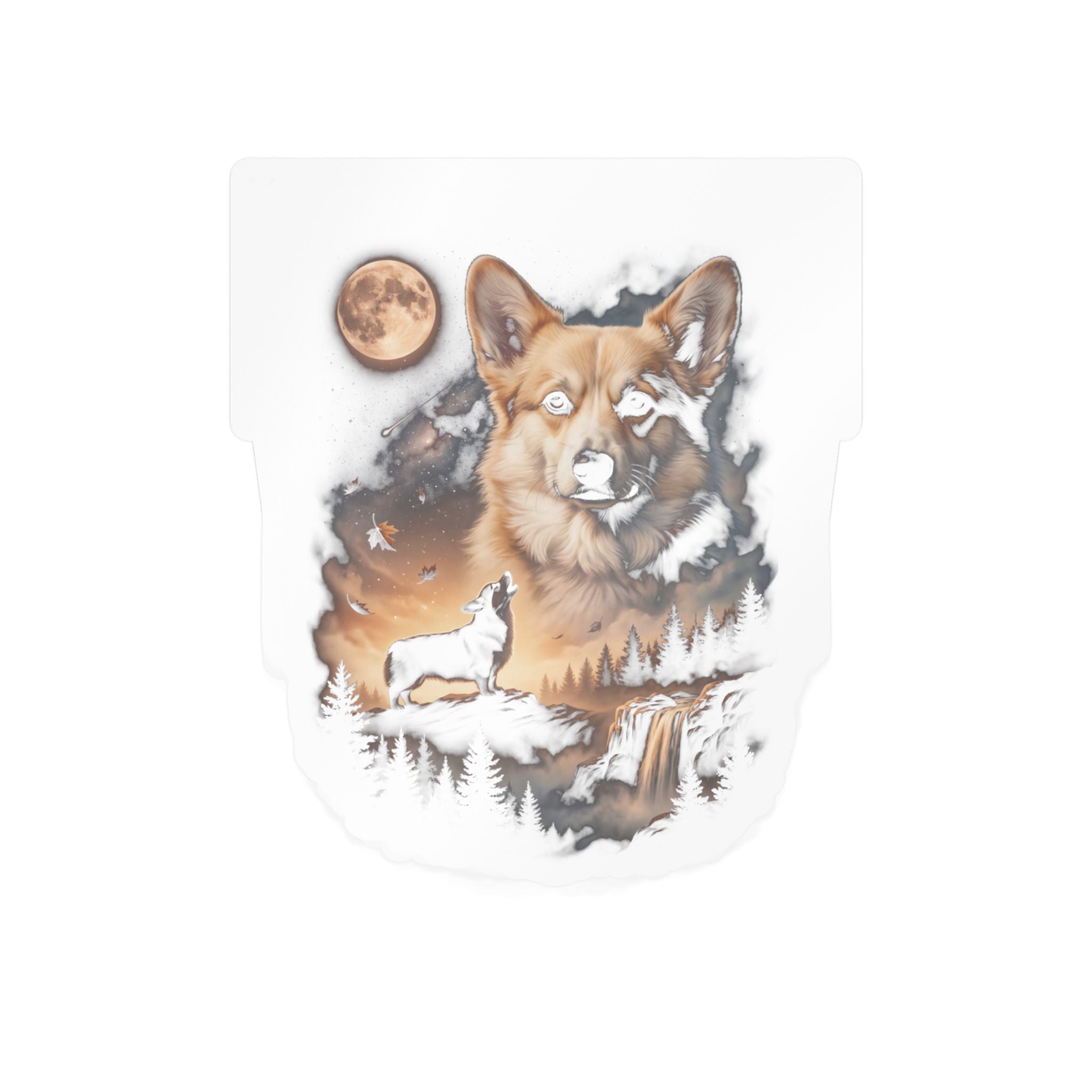 Corgi Moon Howler Sticker